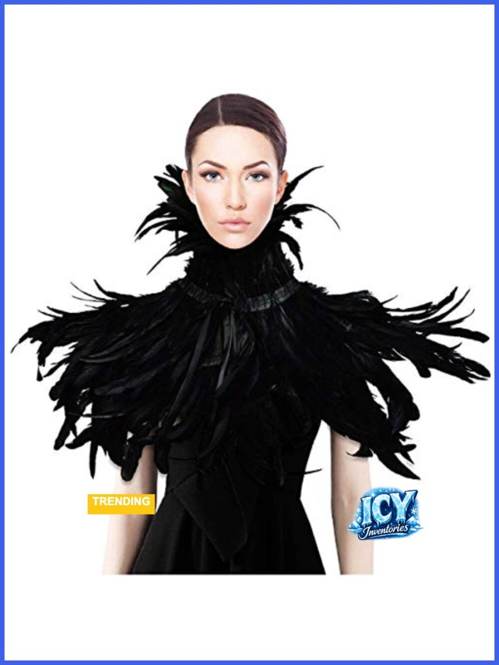 Handmade Feather Shawl Cape Costume for Halloween, Crow Witch Collar,